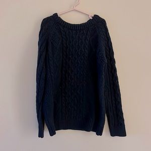 Dark blue kid’s LL bean cable knit sweater size medium